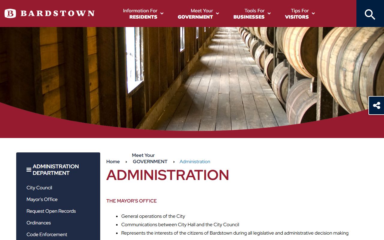 Bardstown City Clerk records page