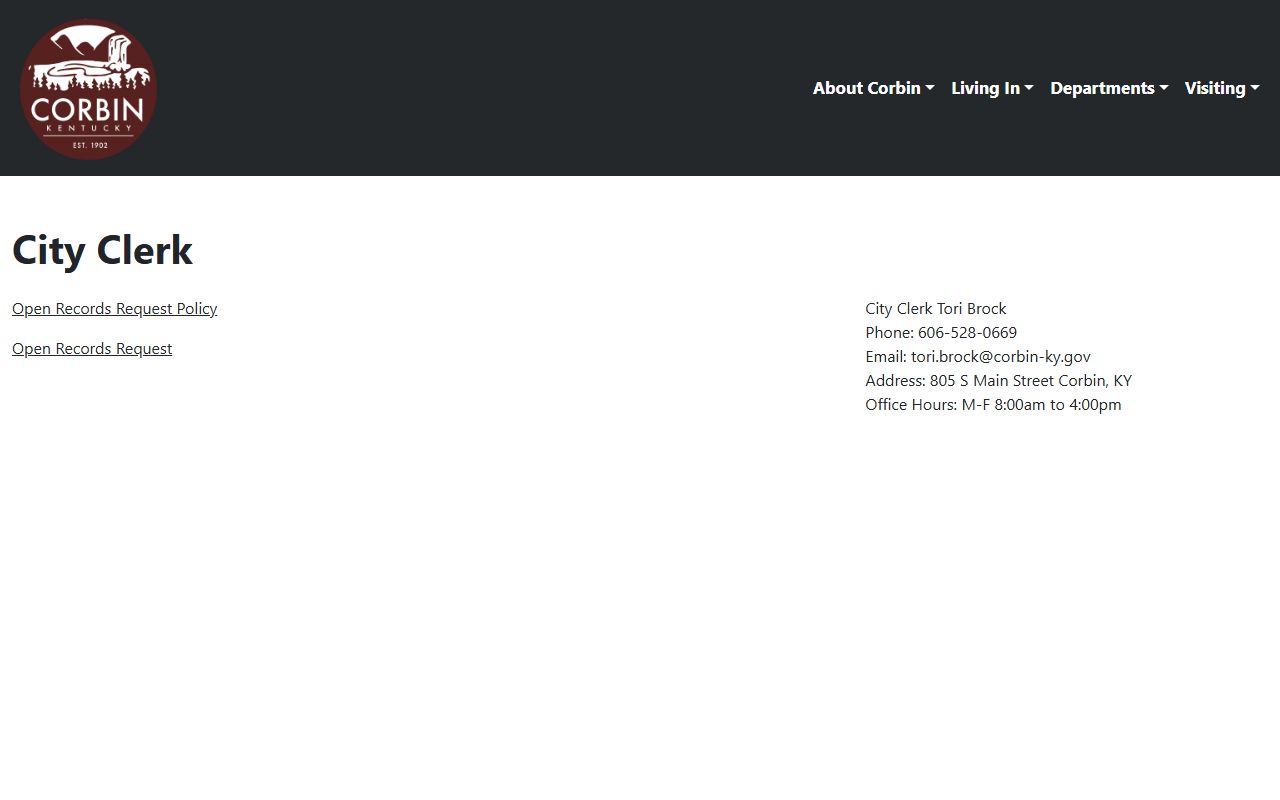 Corbin City Clerk records access