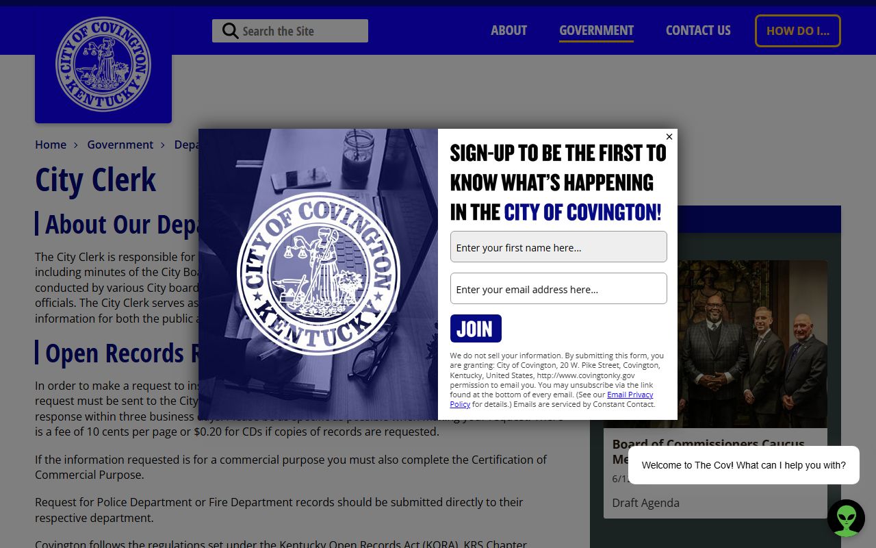 Covington City Clerk office