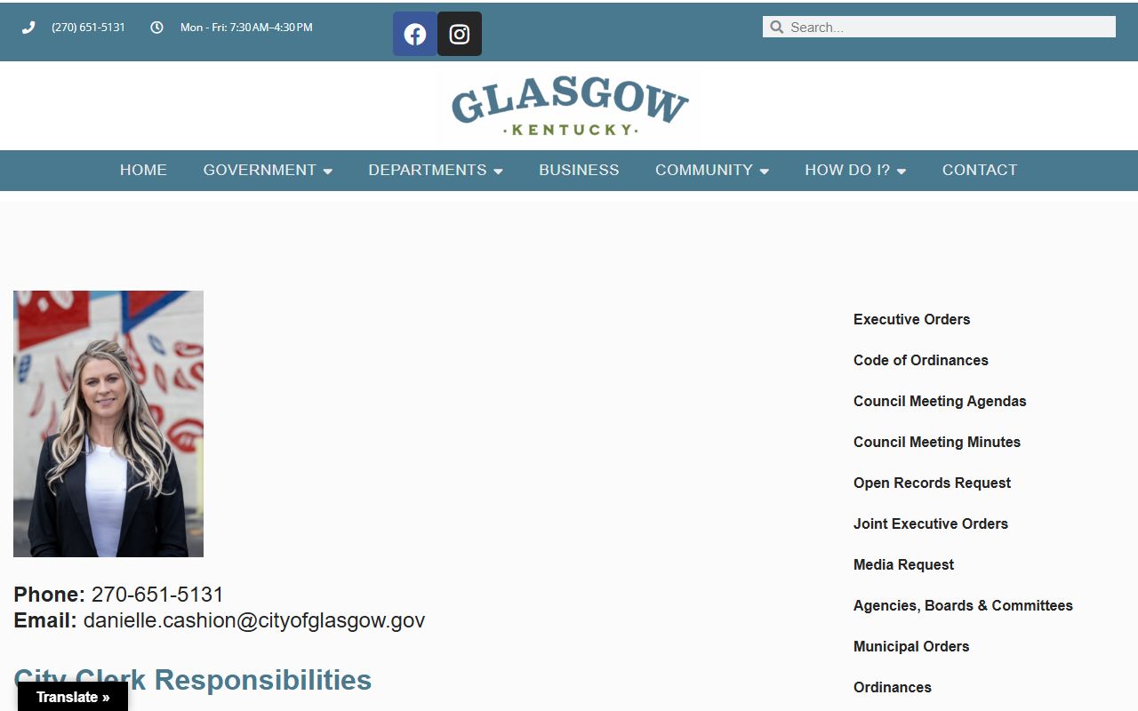 Glasgow City Clerk records page