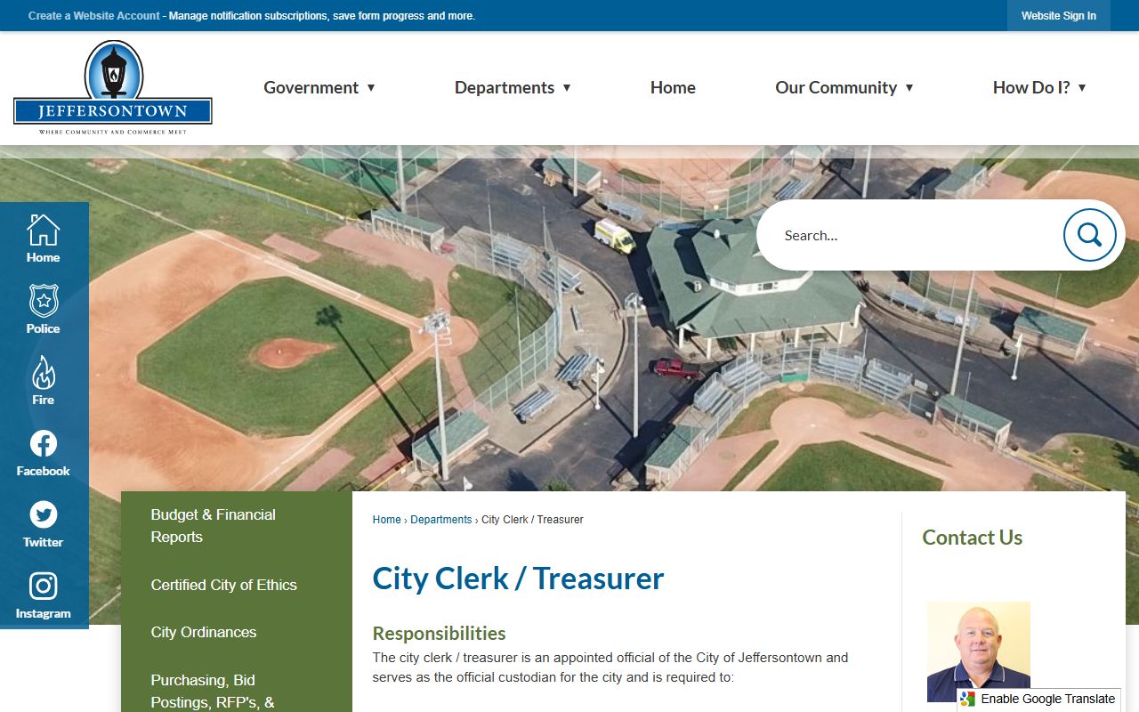 Jeffersontown City Clerk-Treasurer records page