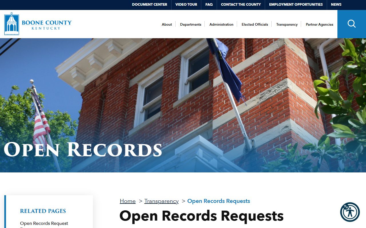 Boone County open records request information